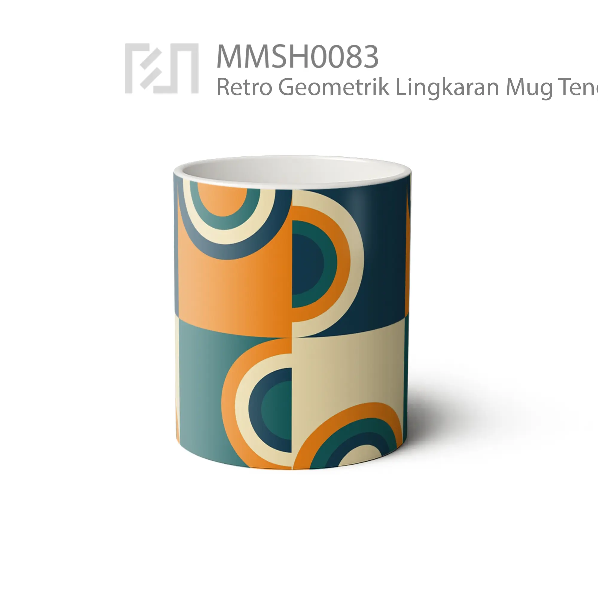 MMSH0083 Retro Geometrik Lingkaran Mug - Tampak Tengah
