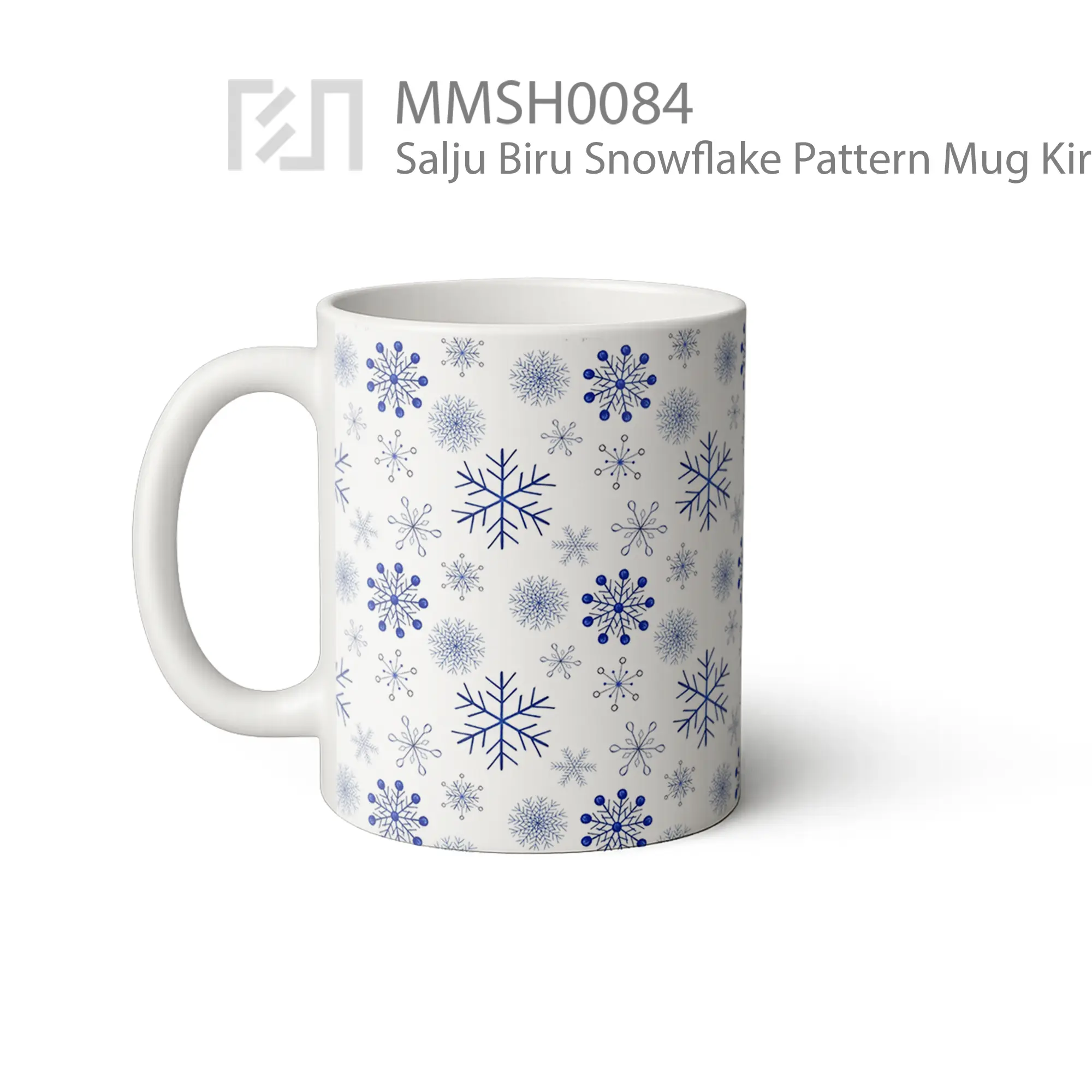 MMSH0084 Salju Biru Snowflake Pattern Mug