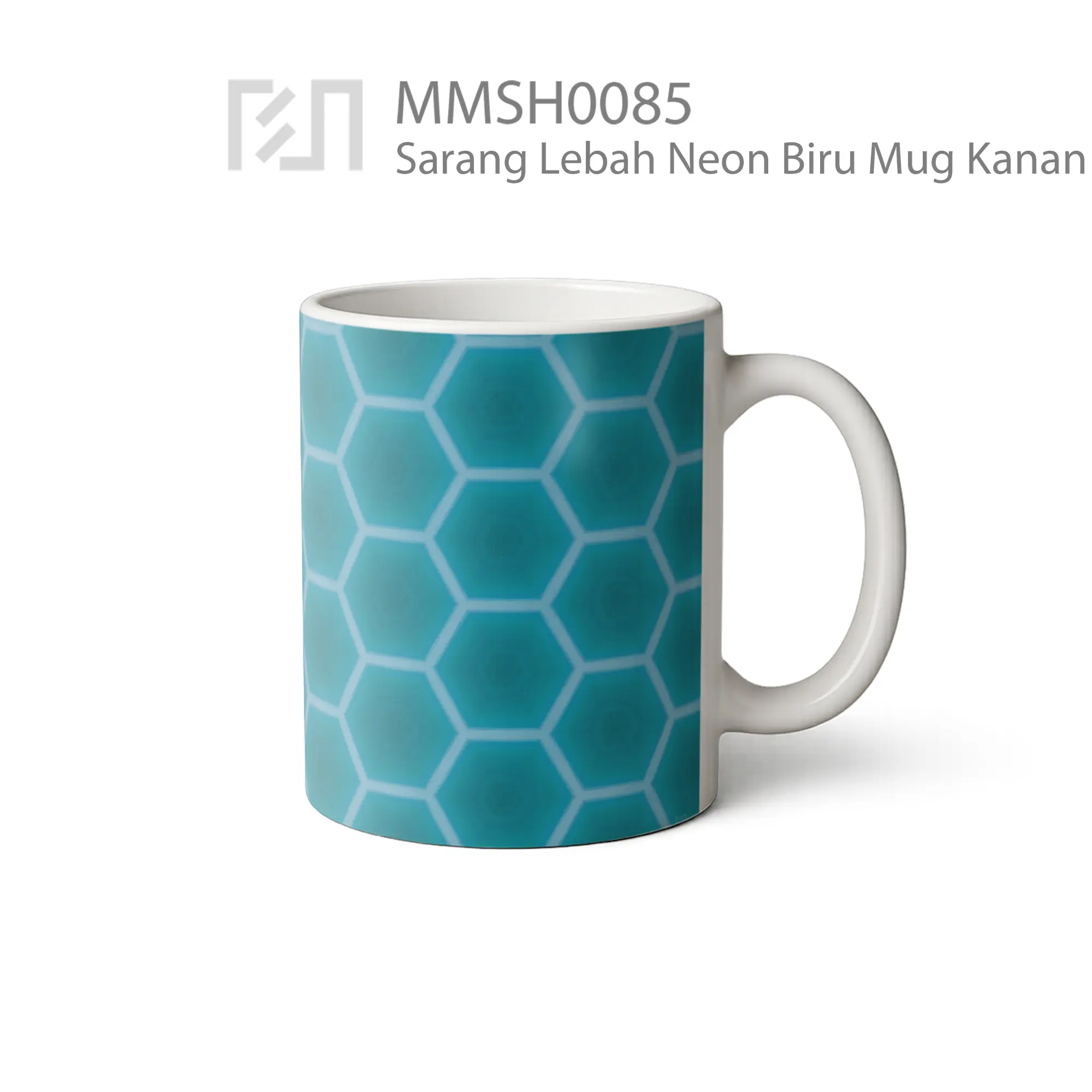MMSH0085 Sarang Lebah Neon Biru Mug - Tampak Kanan