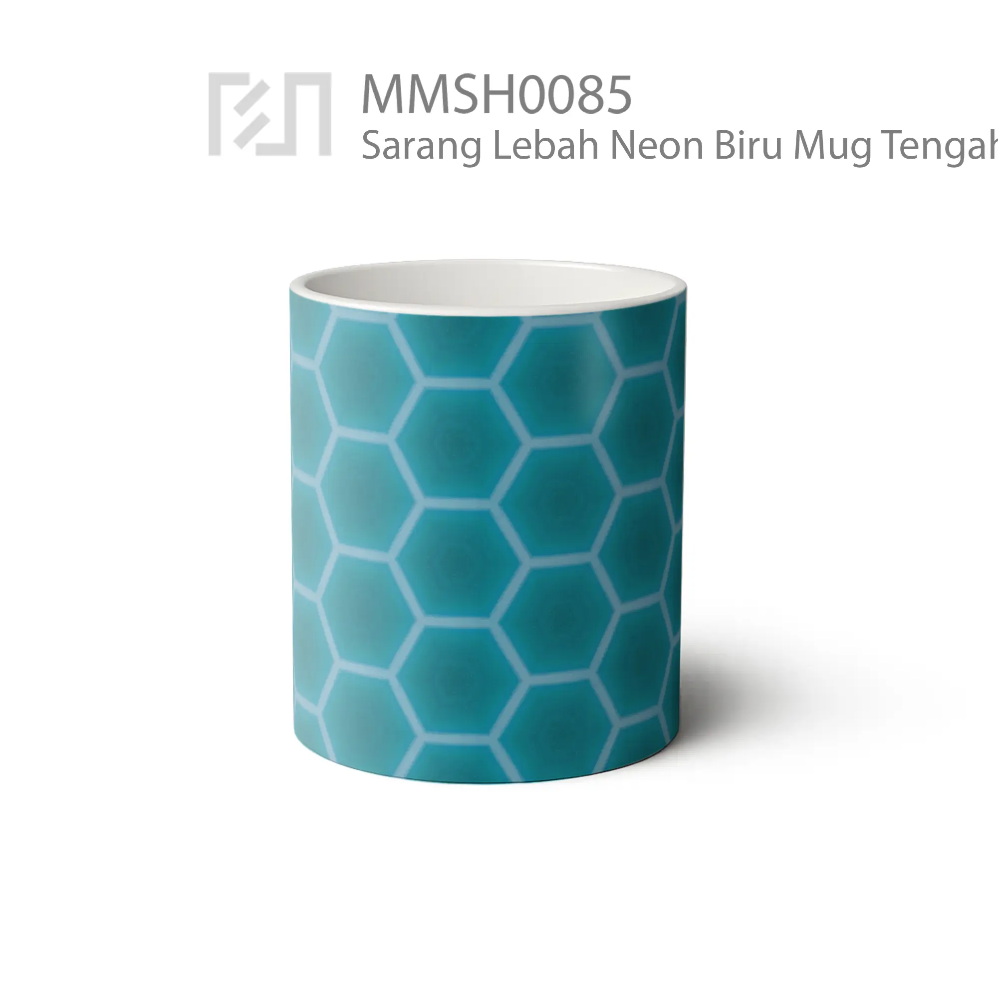 MMSH0085 Sarang Lebah Neon Biru Mug - Tampak Tengah