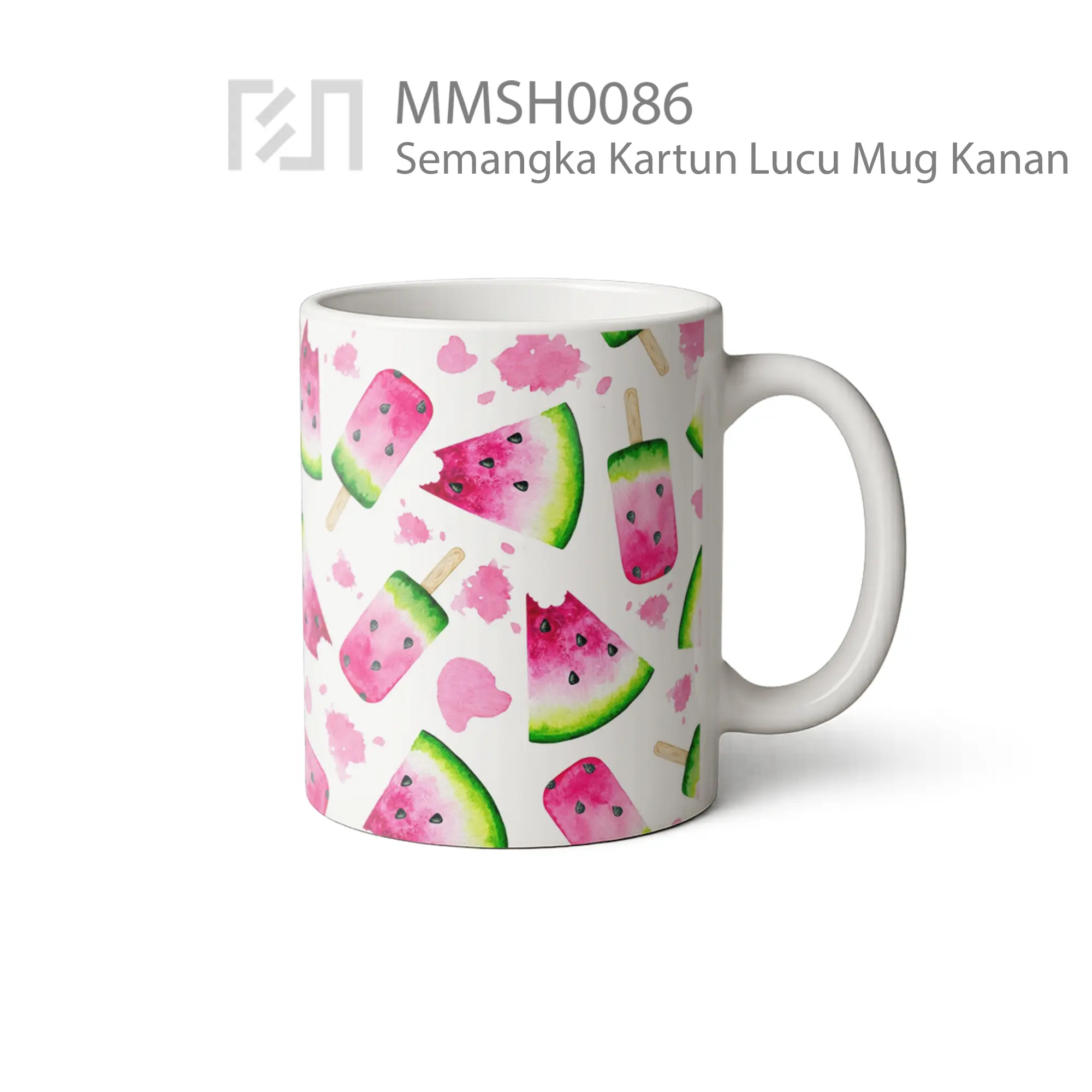 MMSH0086 Semangka Kartun Lucu Mug - Tampak Kanan