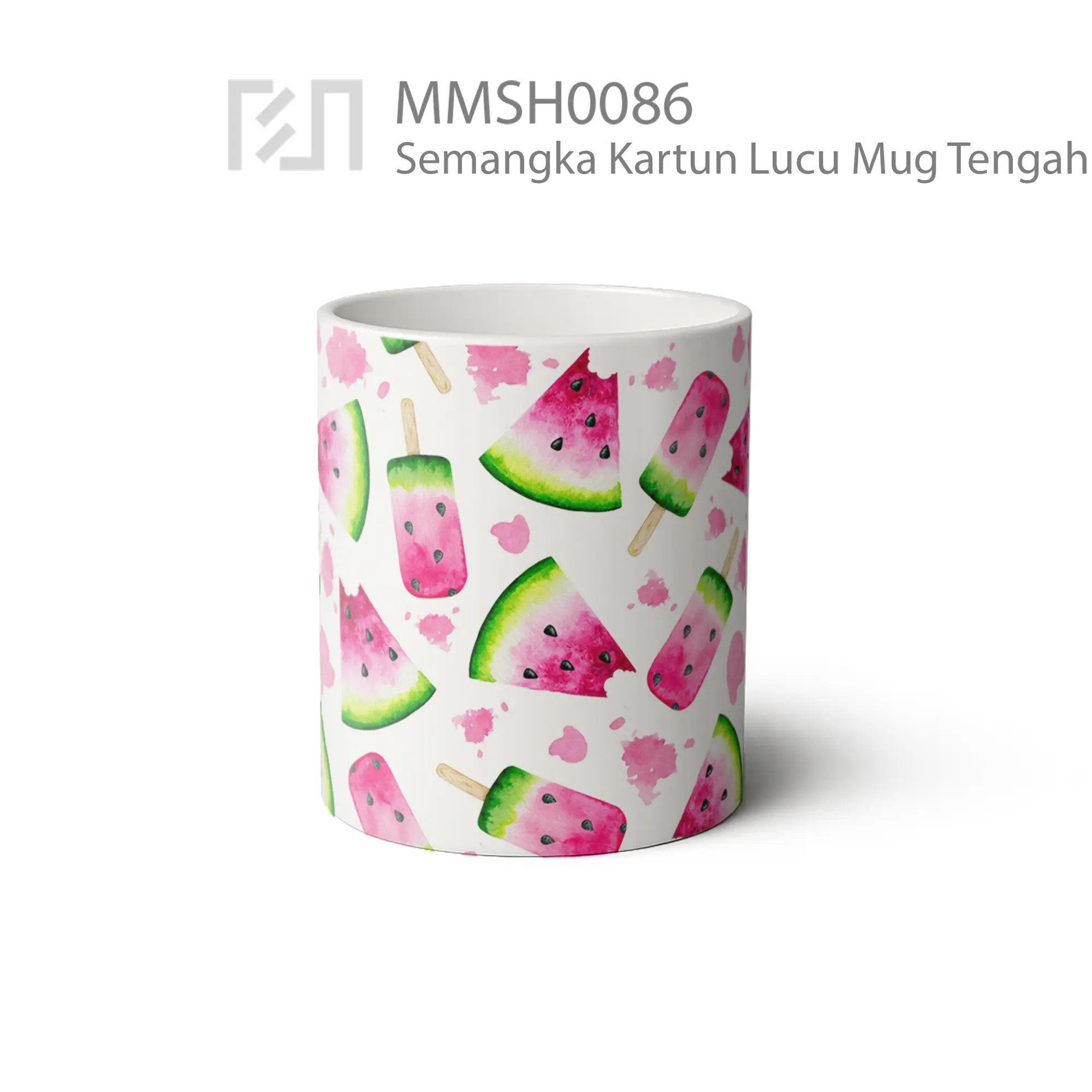 MMSH0086 Semangka Kartun Lucu Mug - Tampak Tengah