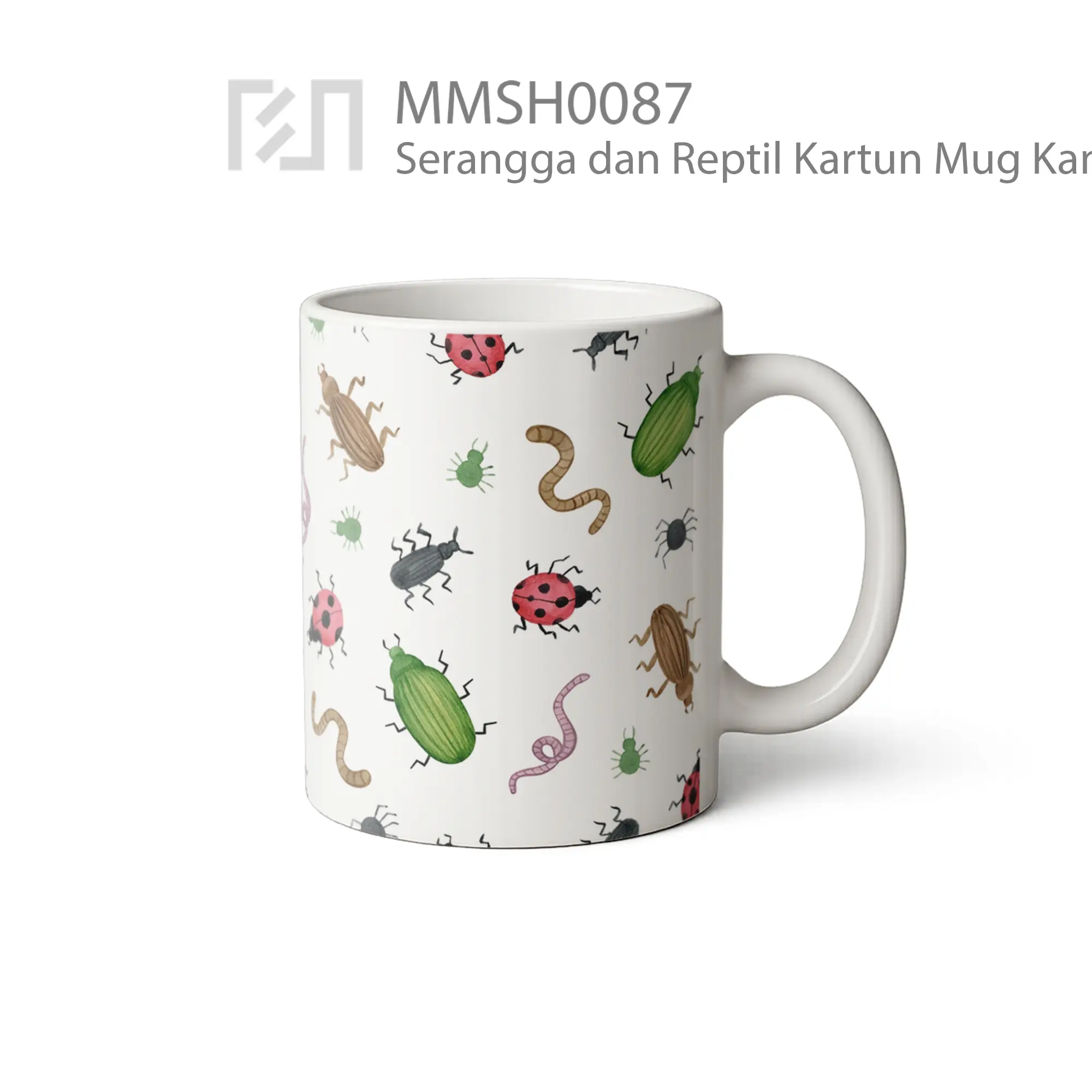 MMSH0087 Serangga dan Reptil Kartun Mug - Tampak Kanan