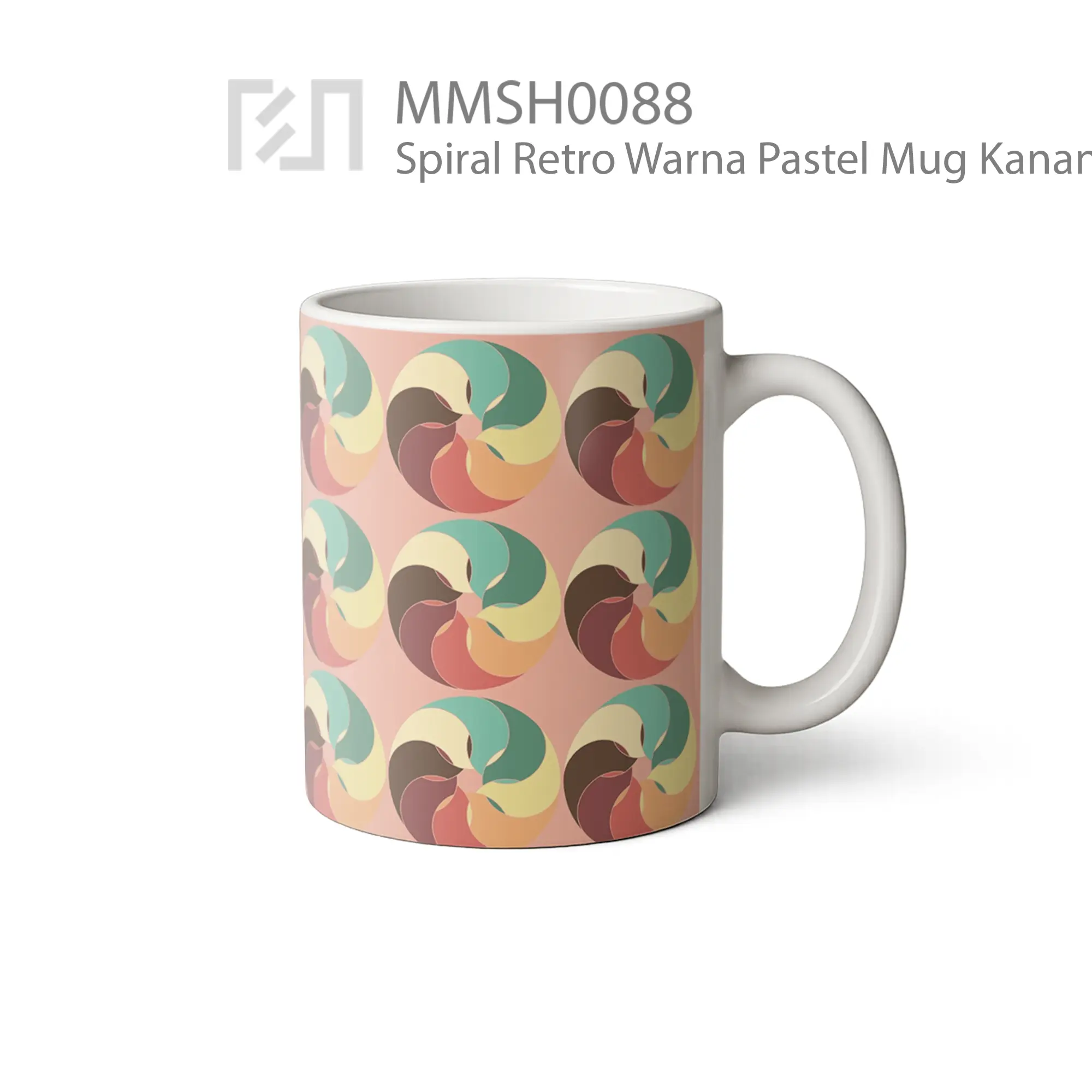 MMSH0088 Spiral Retro Warna Pastel Mug - Tampak Kanan