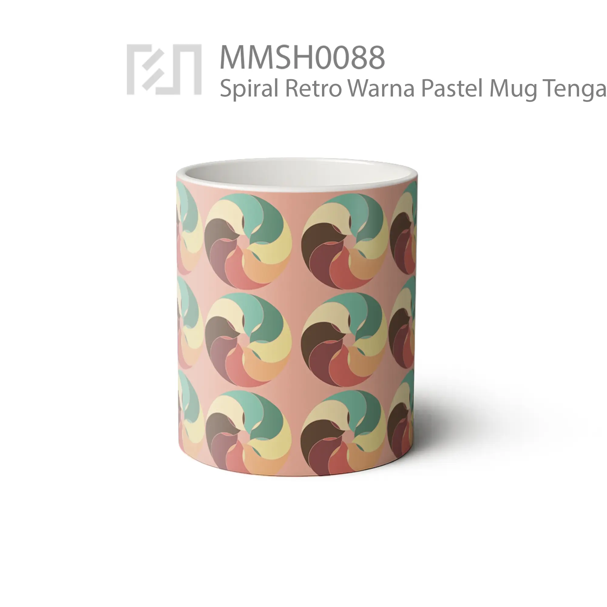 MMSH0088 Spiral Retro Warna Pastel Mug - Tampak Tengah