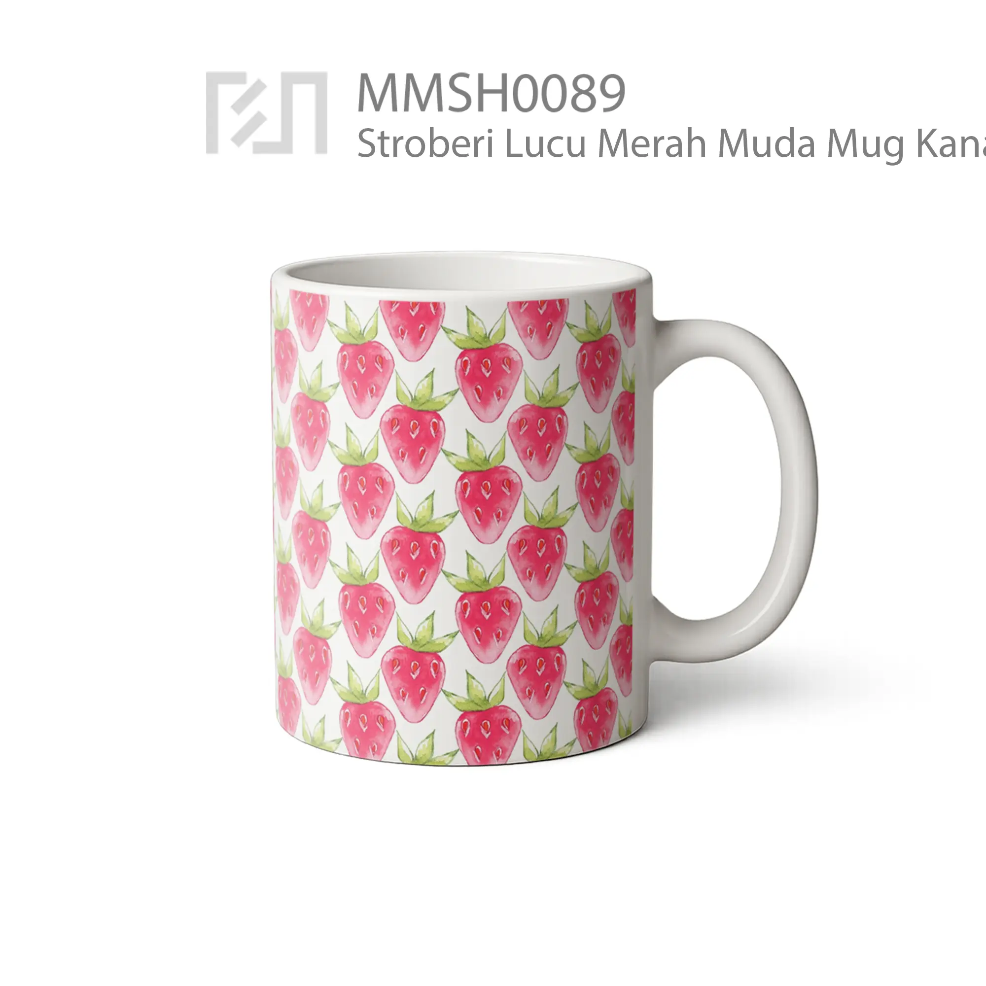 MMSH0089 Stroberi Lucu Merah Muda Mug - Tampak Kanan