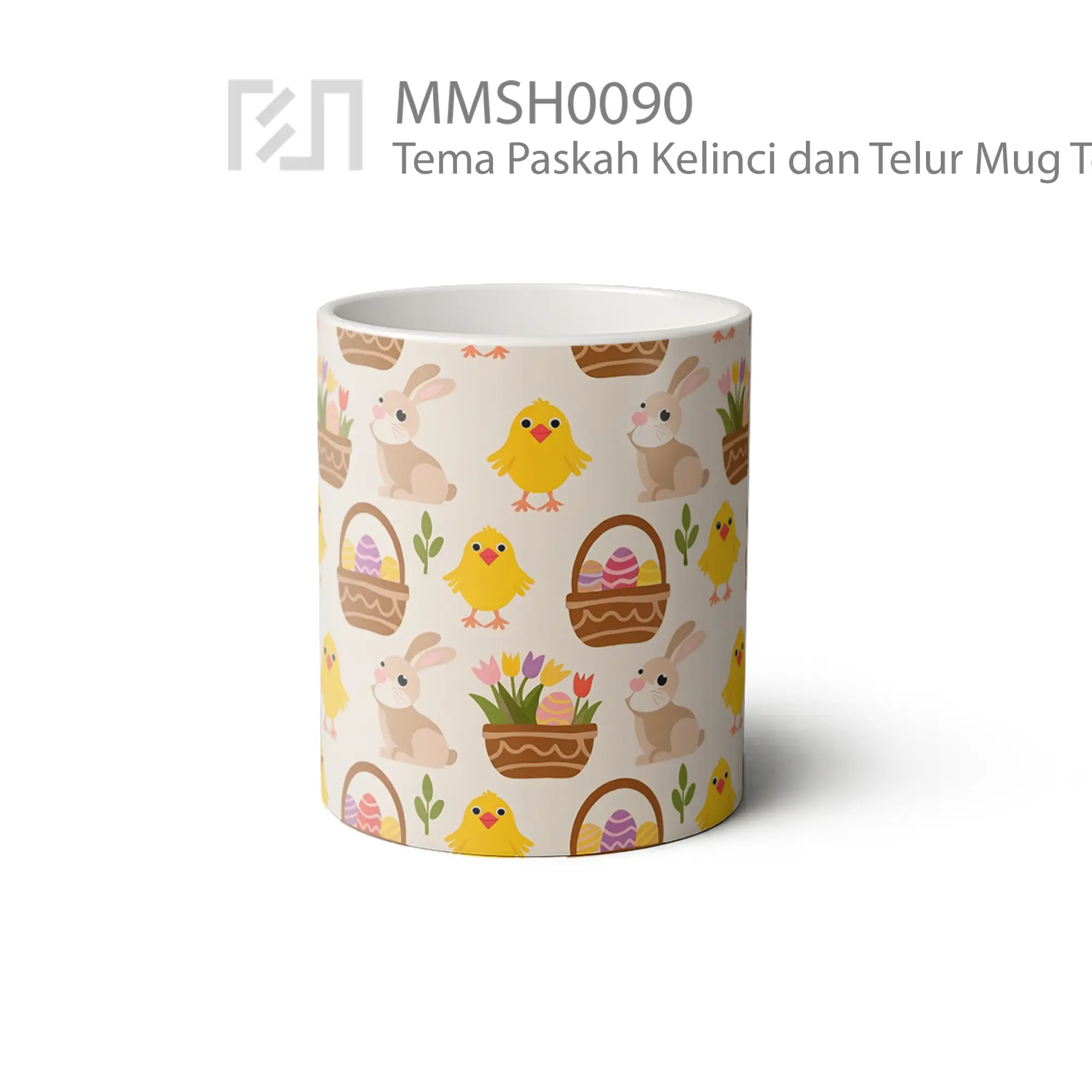 MMSH0090 Tema Paskah Kelinci dan Telur Mug - Tampak Tengah