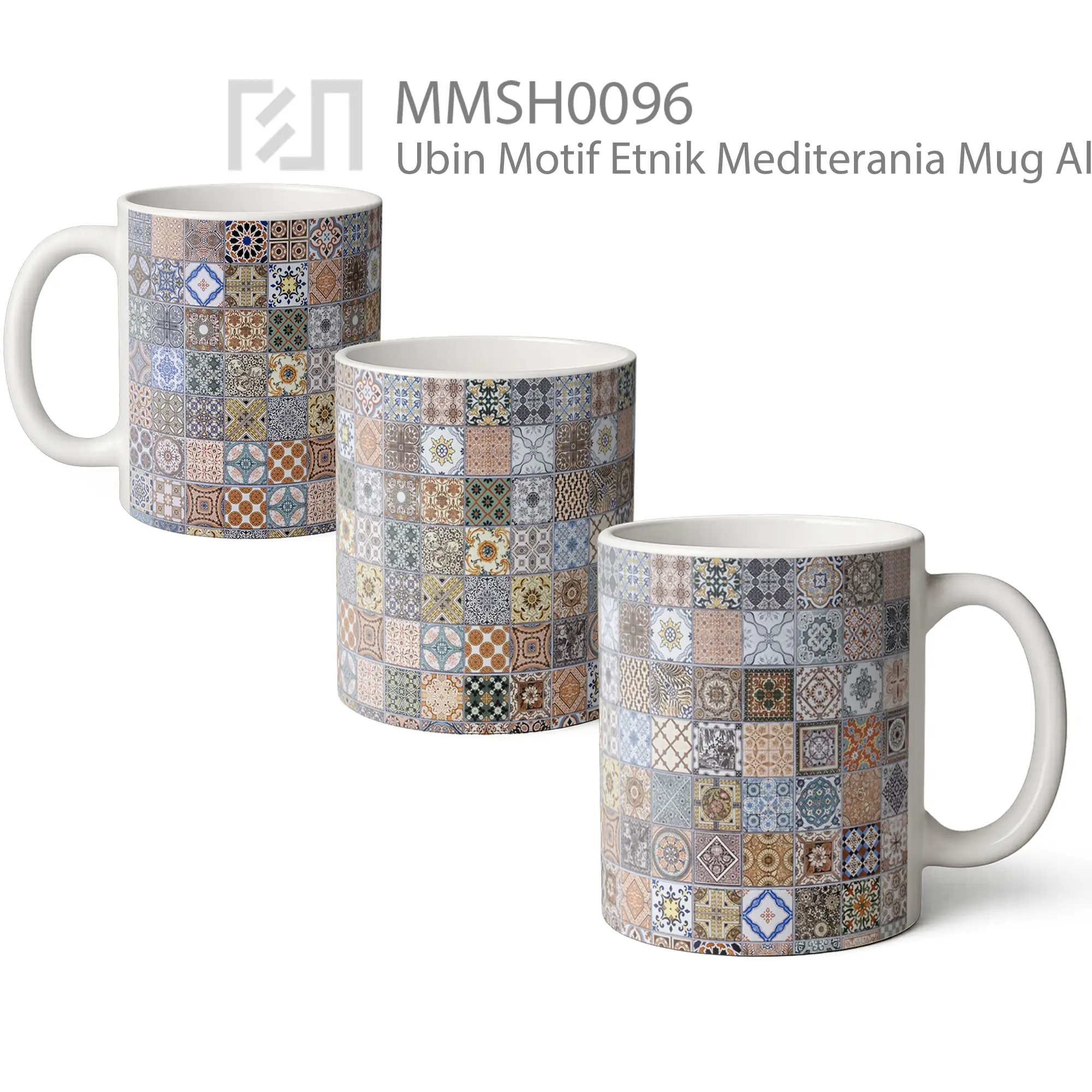 MMSH0096 Ubin Motif Etnik Mediterania Mug - All-side / Desain