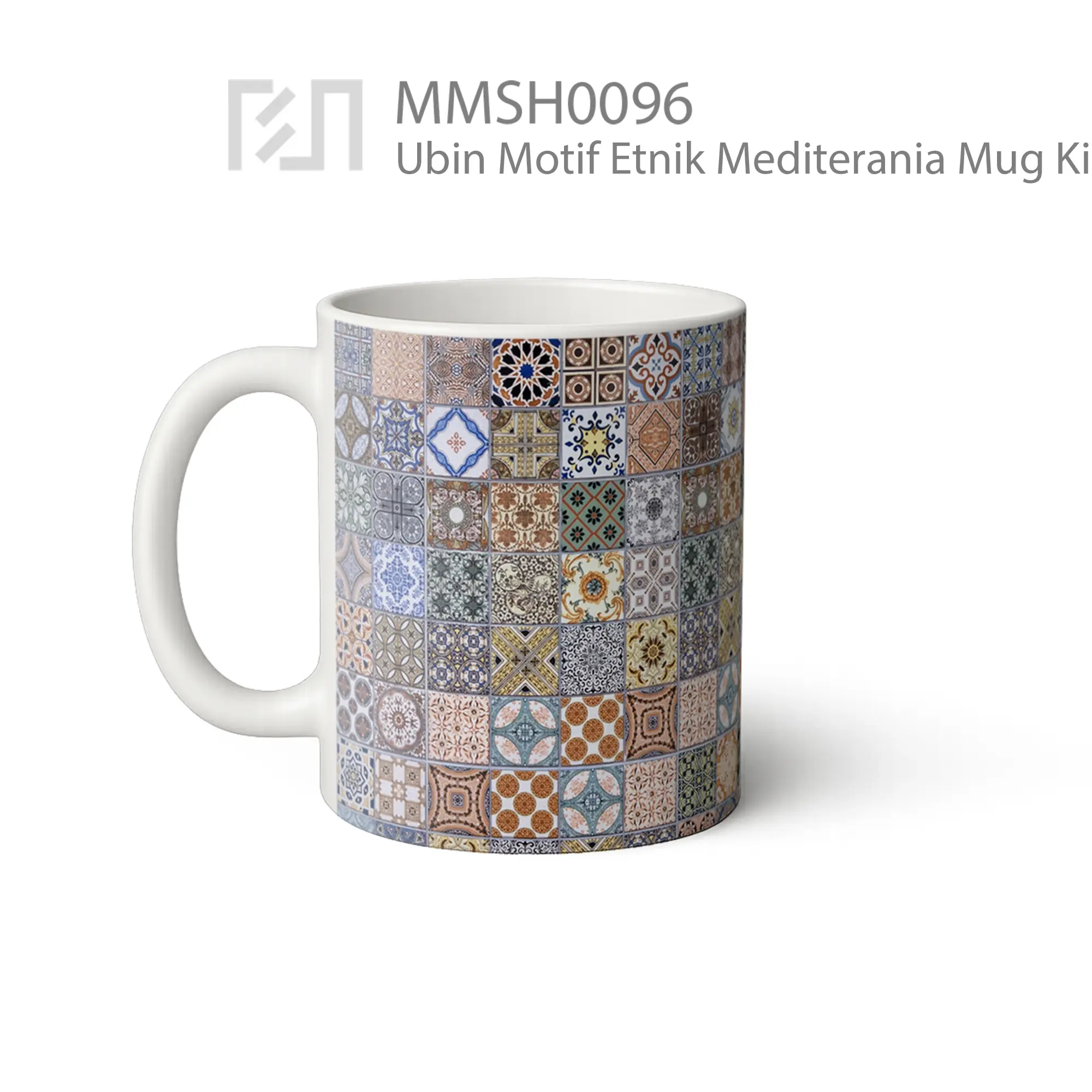 Mug Keramik Premium SNI - MMSH0096 Ubin Motif Etnik Mediterania Mug