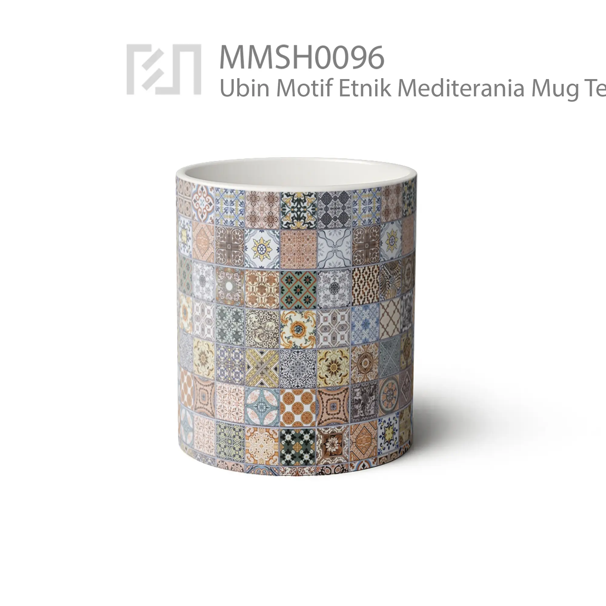 MMSH0096 Ubin Motif Etnik Mediterania Mug - Tampak Tengah