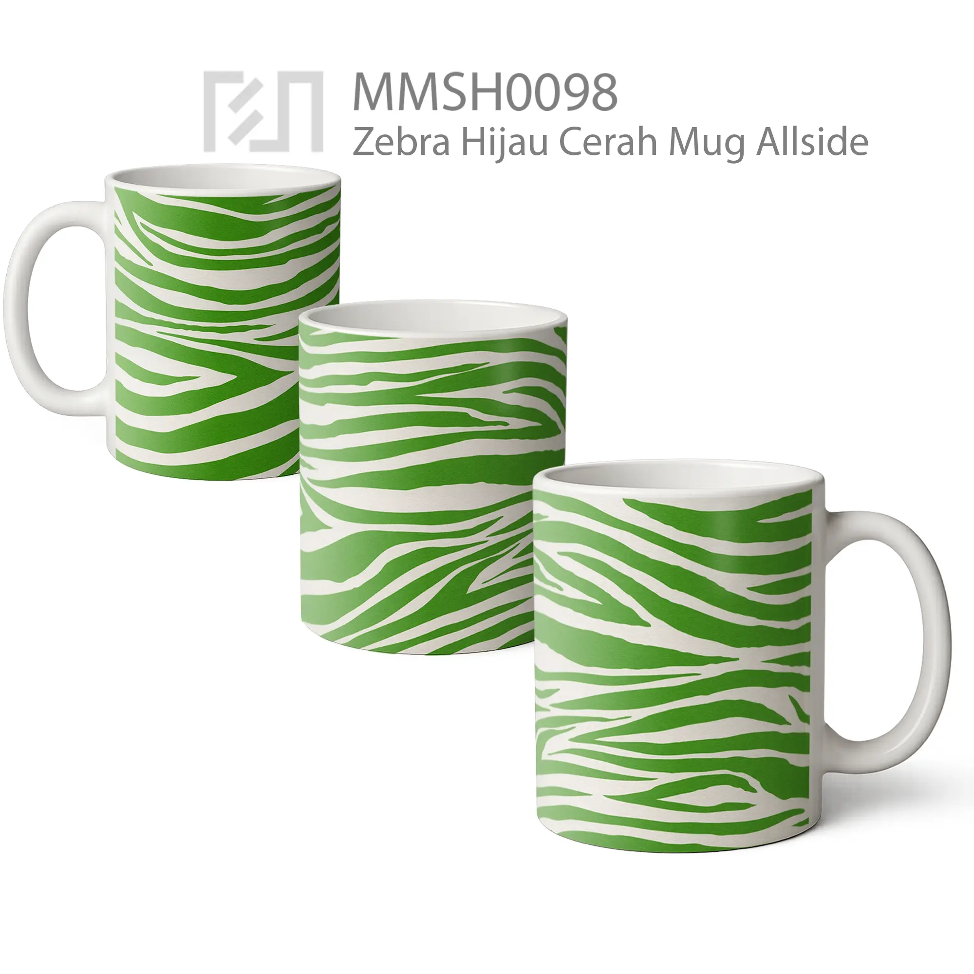 MMSH0098 Zebra Hijau Cerah Mug - All-side / Desain