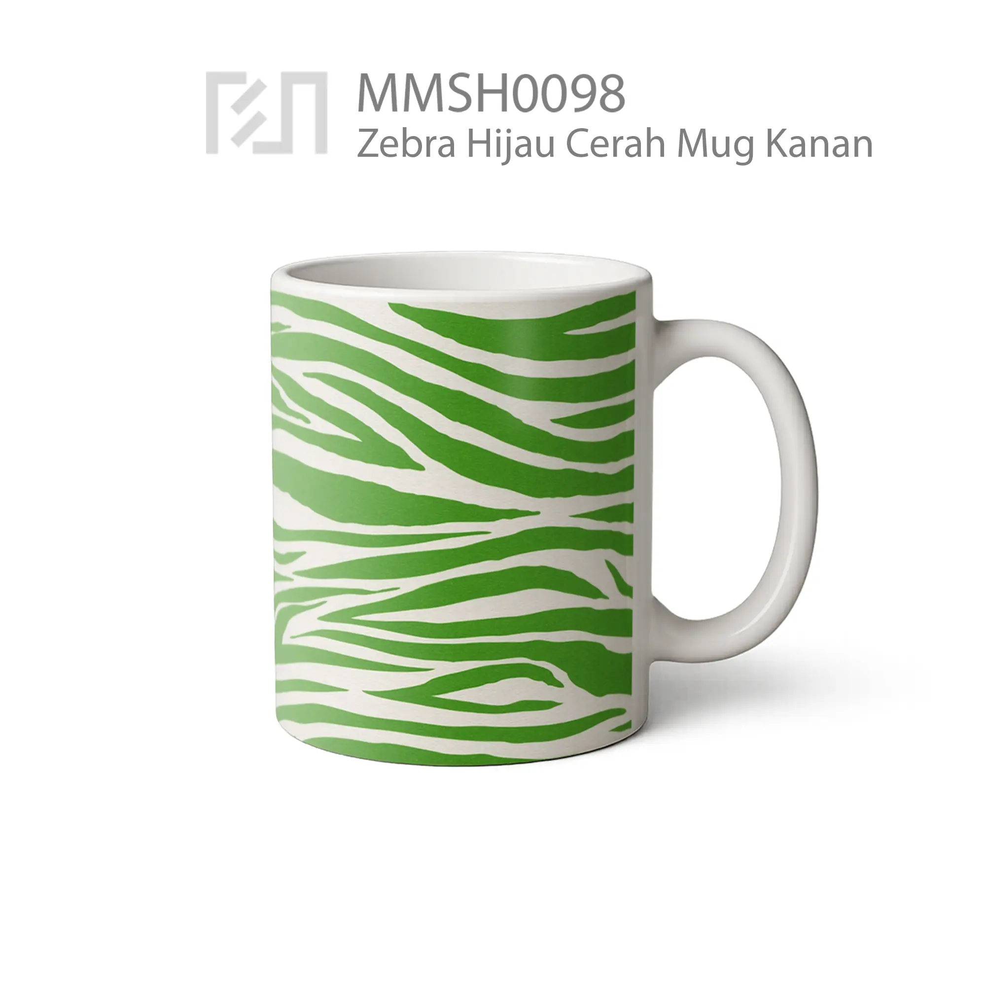 MMSH0098 Zebra Hijau Cerah Mug - Tampak Kanan