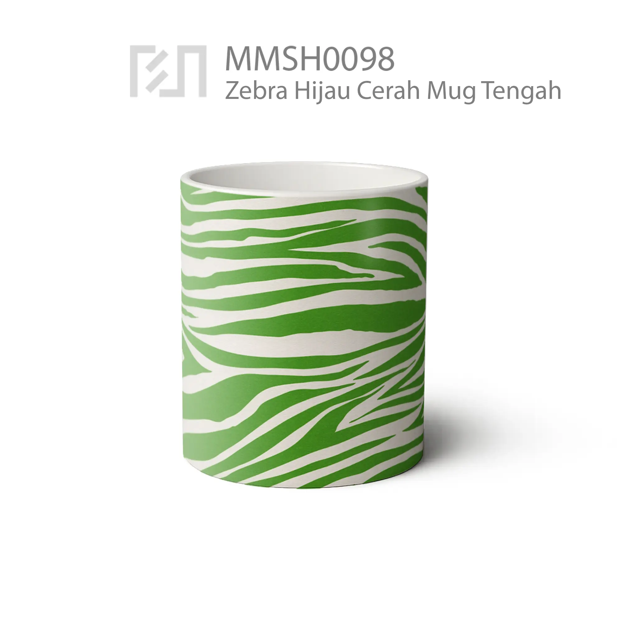 MMSH0098 Zebra Hijau Cerah Mug - Tampak Tengah