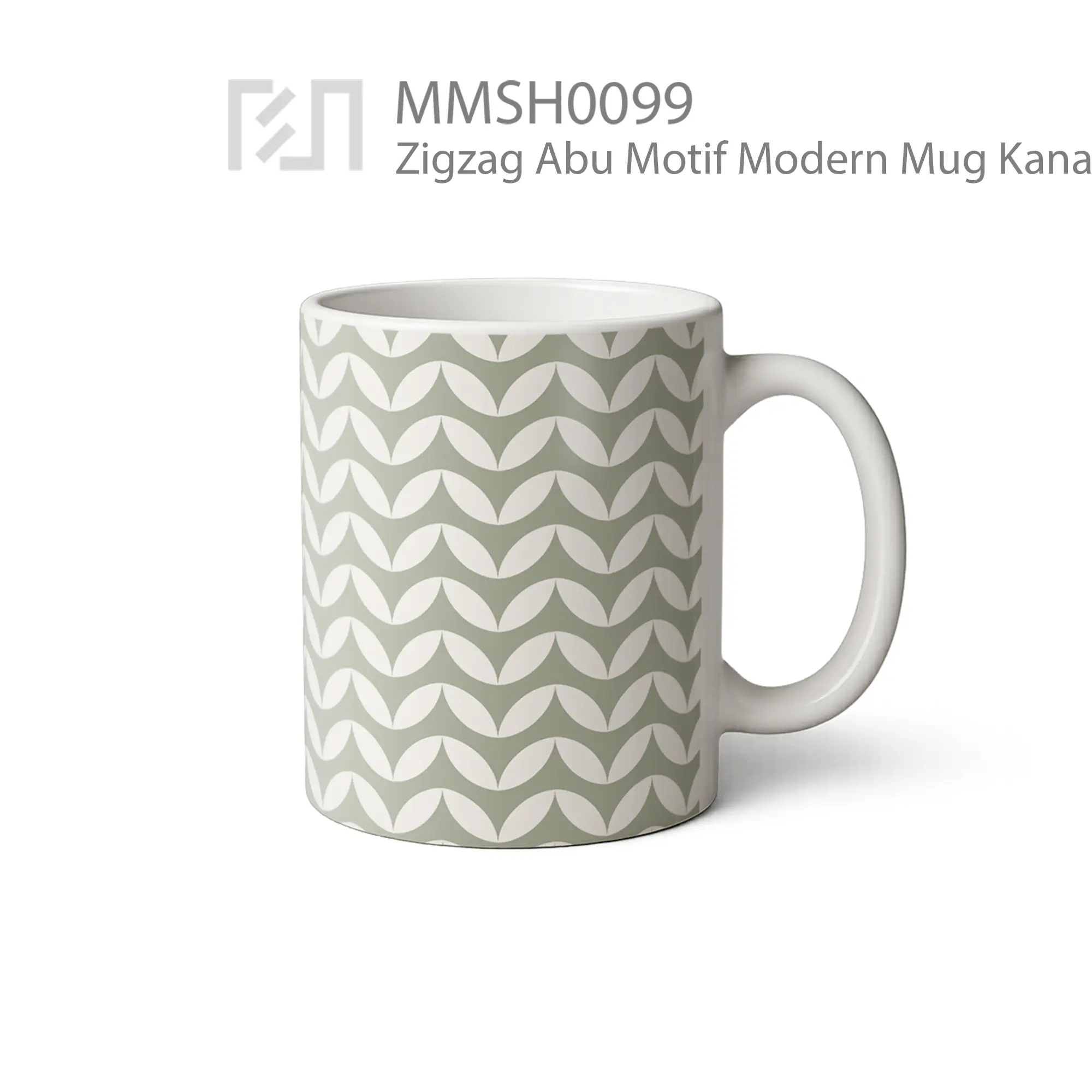 MMSH0099 Zigzag Abu Motif Modern Mug - Tampak Kanan