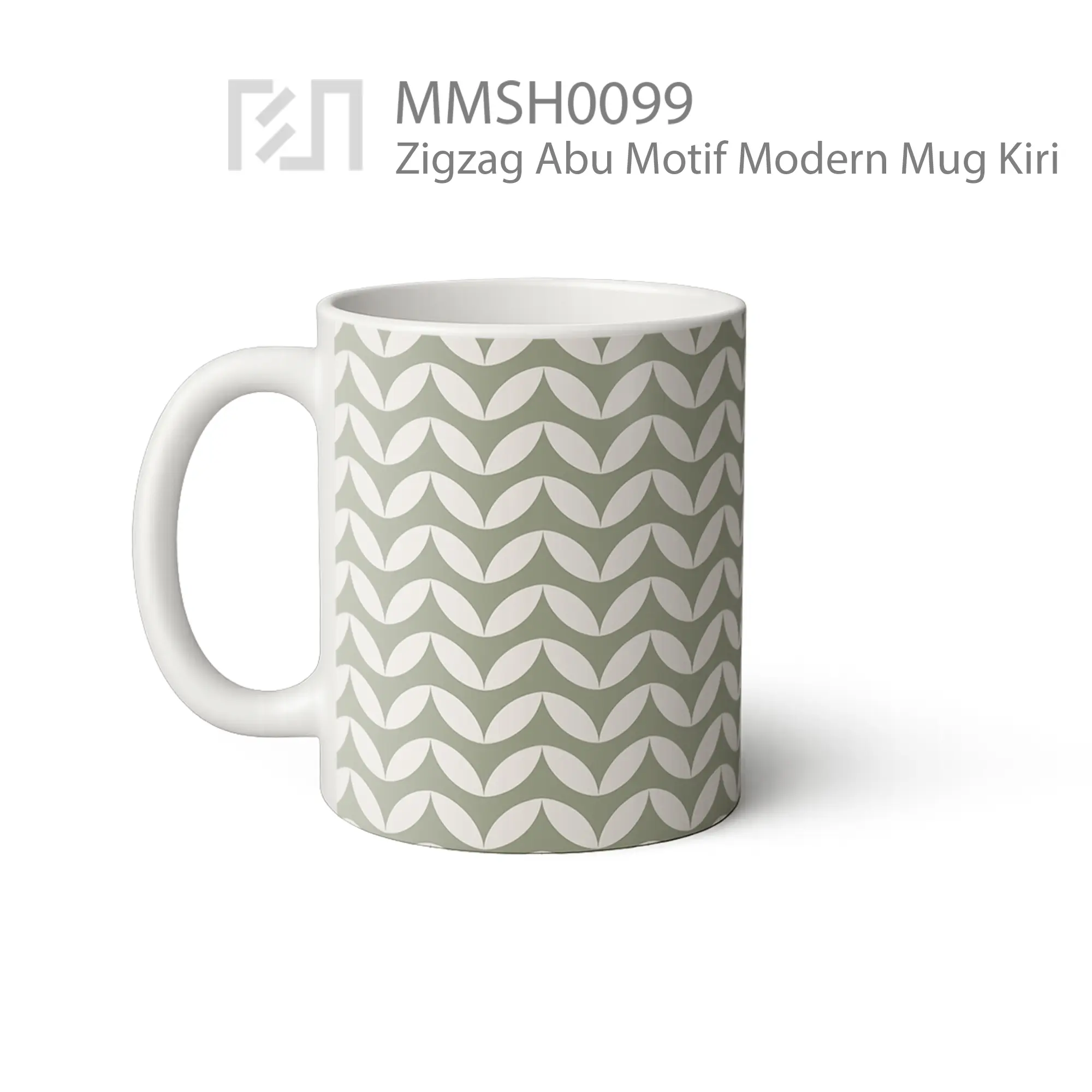Mug Keramik Premium SNI - MMSH0099 Zigzag Abu Motif Modern Mug
