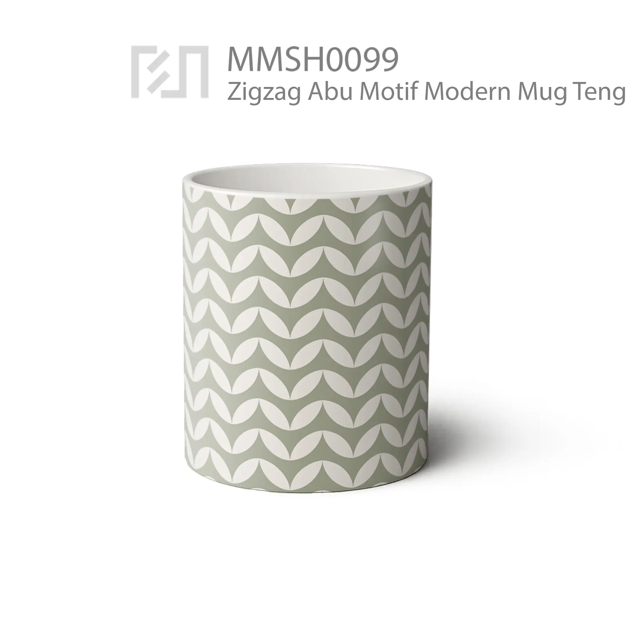 MMSH0099 Zigzag Abu Motif Modern Mug - Tampak Tengah