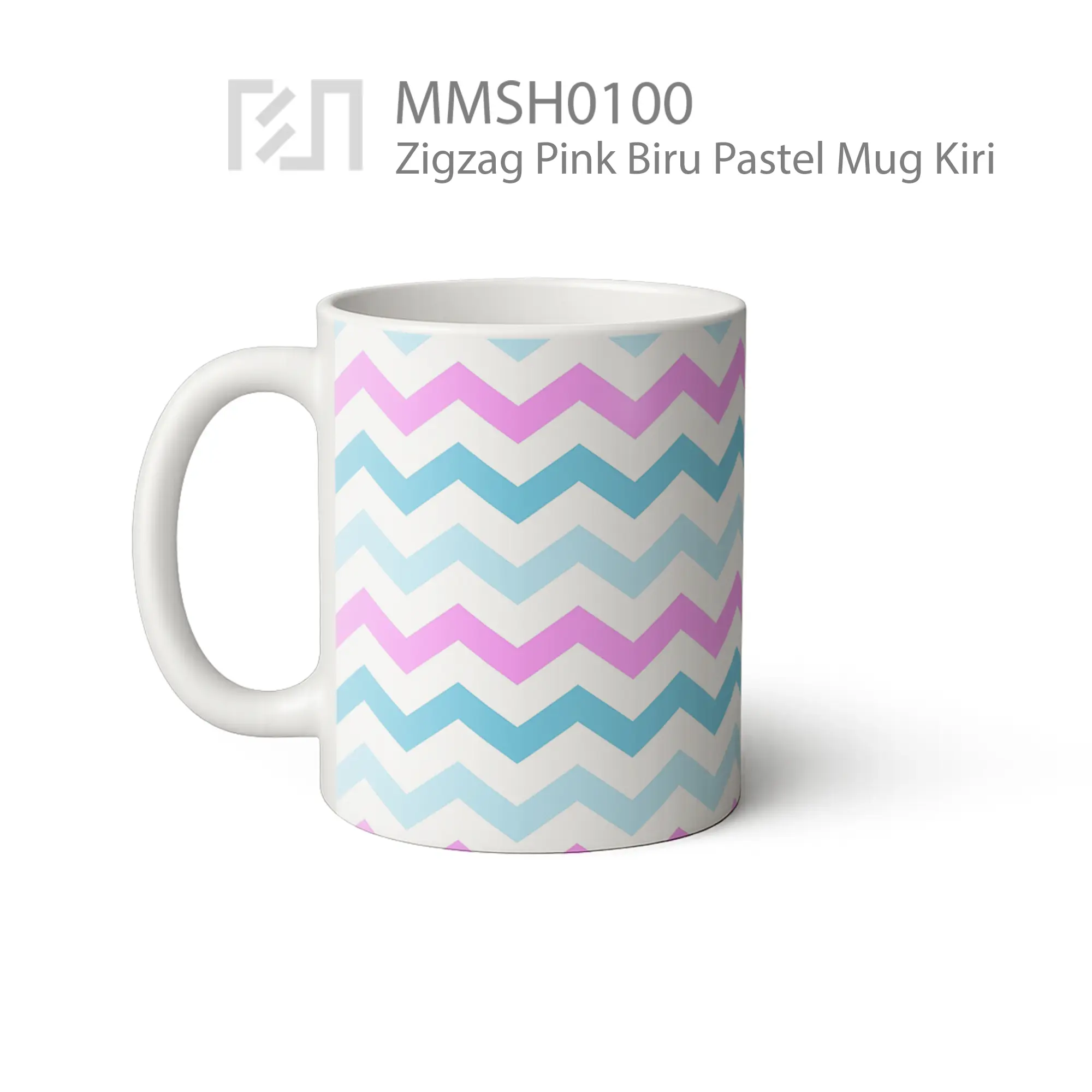 MMSH0100 Zigzag Pink Biru Pastel Mug