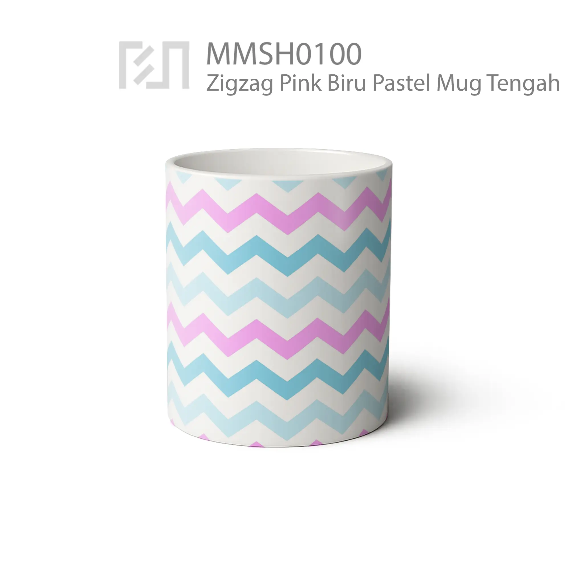 MMSH0100 Zigzag Pink Biru Pastel Mug - Tampak Tengah