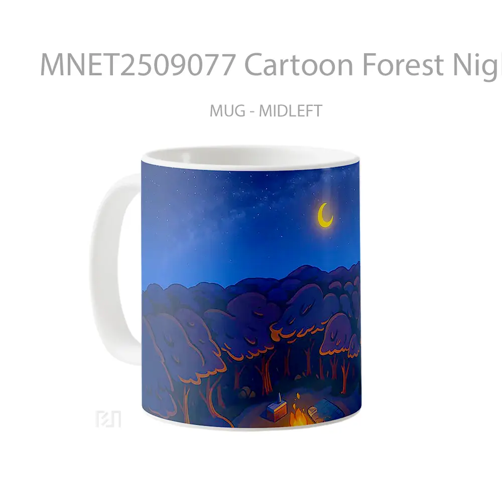 Cartoon Forest Night Campfire Mug MNET2509077 - All-side / Desain