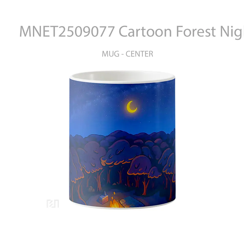 Cartoon Forest Night Campfire Mug MNET2509077 - All-side / Desain