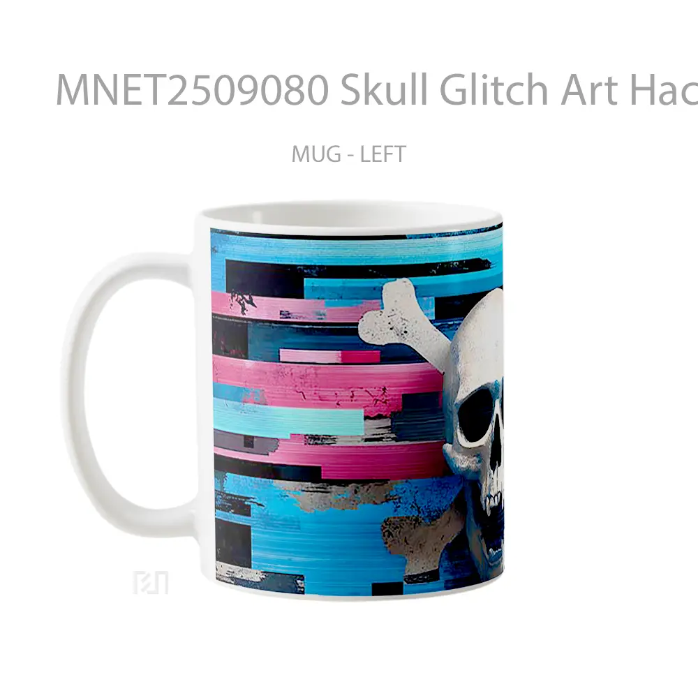 Skull Glitch Art Hacker Style Mug MNET2509080 - All-side / Desain