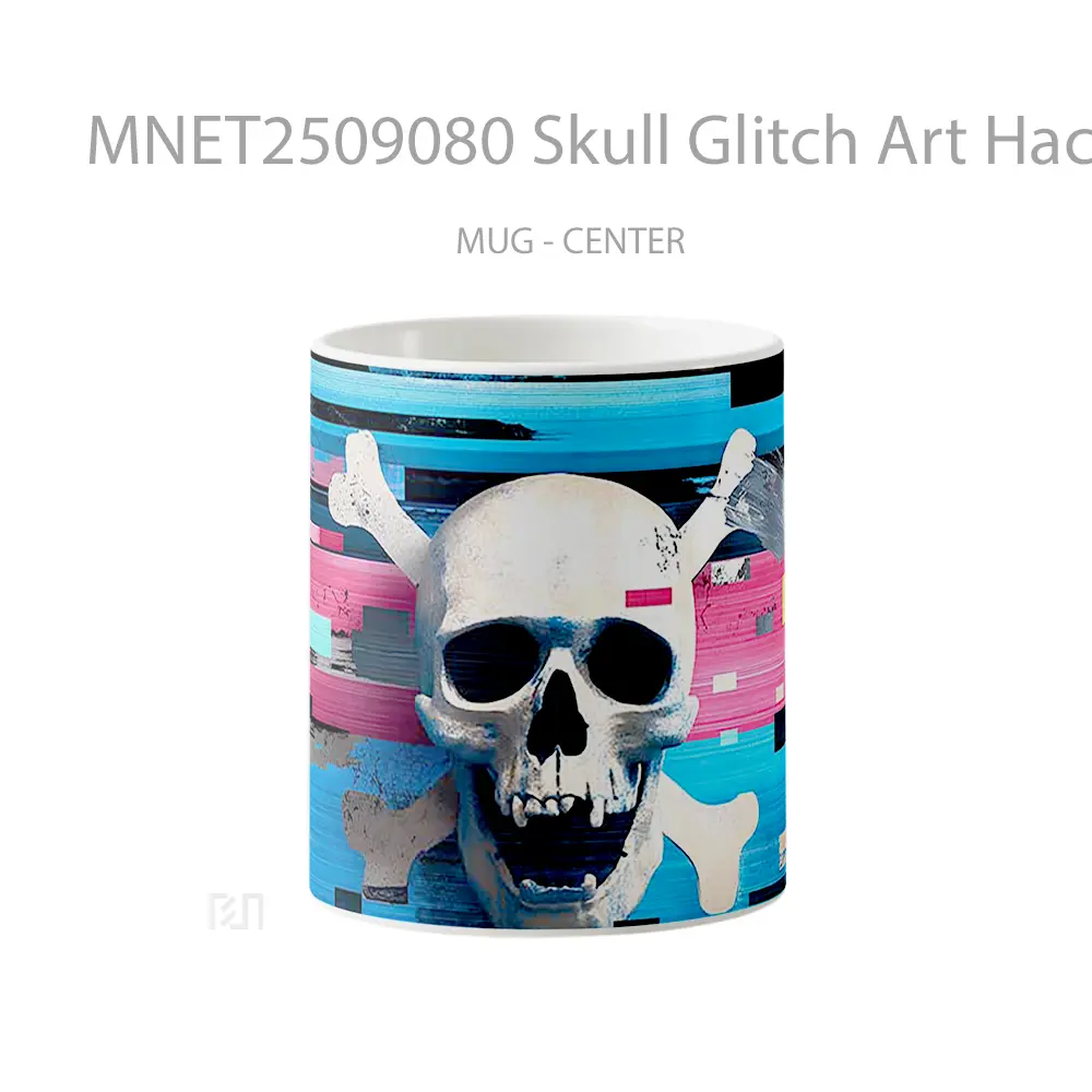 Skull Glitch Art Hacker Style Mug MNET2509080 - All-side / Desain