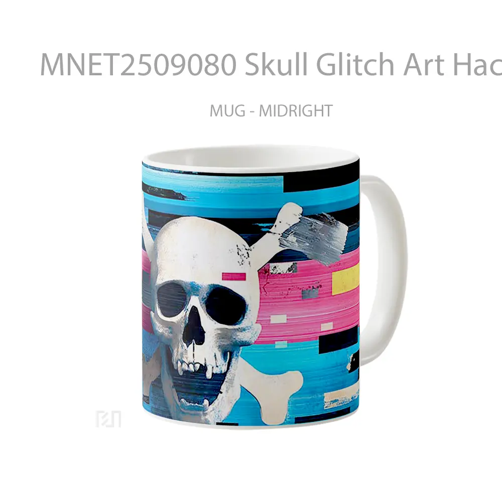Skull Glitch Art Hacker Style Mug MNET2509080 - All-side / Desain