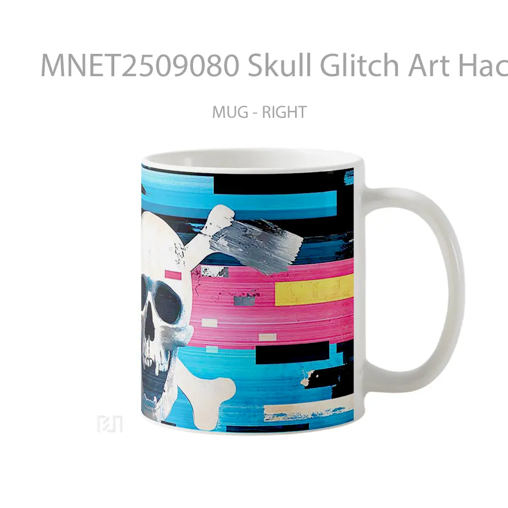 Skull Glitch Art Hacker Style Mug MNET2509080
