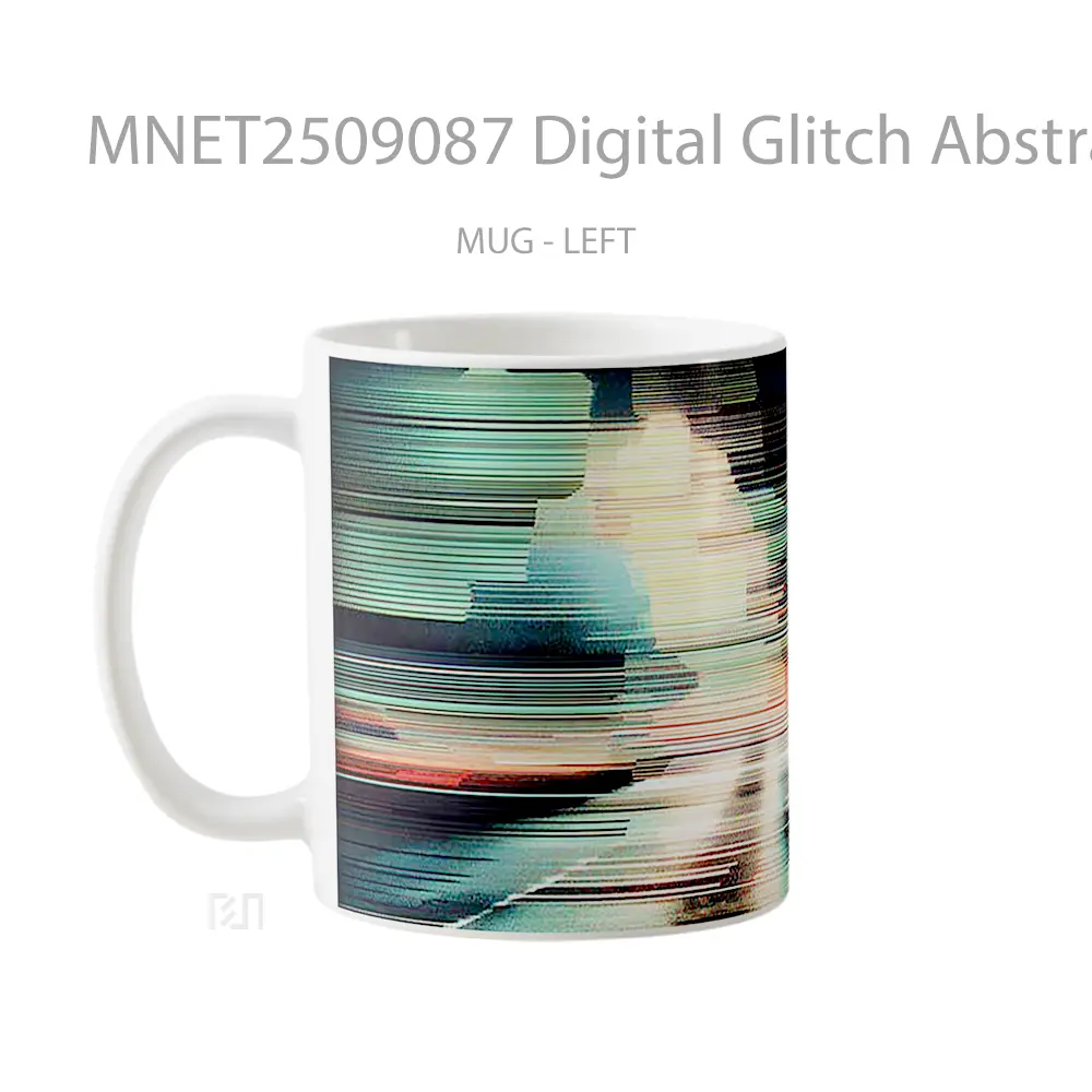 Digital Glitch Abstract Lines Mug MNET2509087 - All-side / Desain