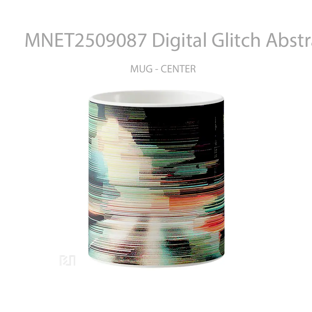 Digital Glitch Abstract Lines Mug MNET2509087 - All-side / Desain