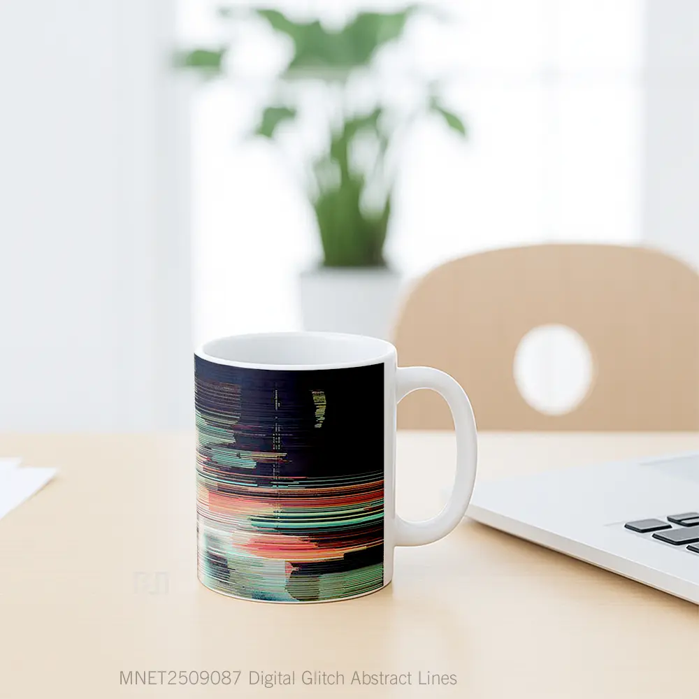 Digital Glitch Abstract Lines Mug MNET2509087 - All-side / Desain