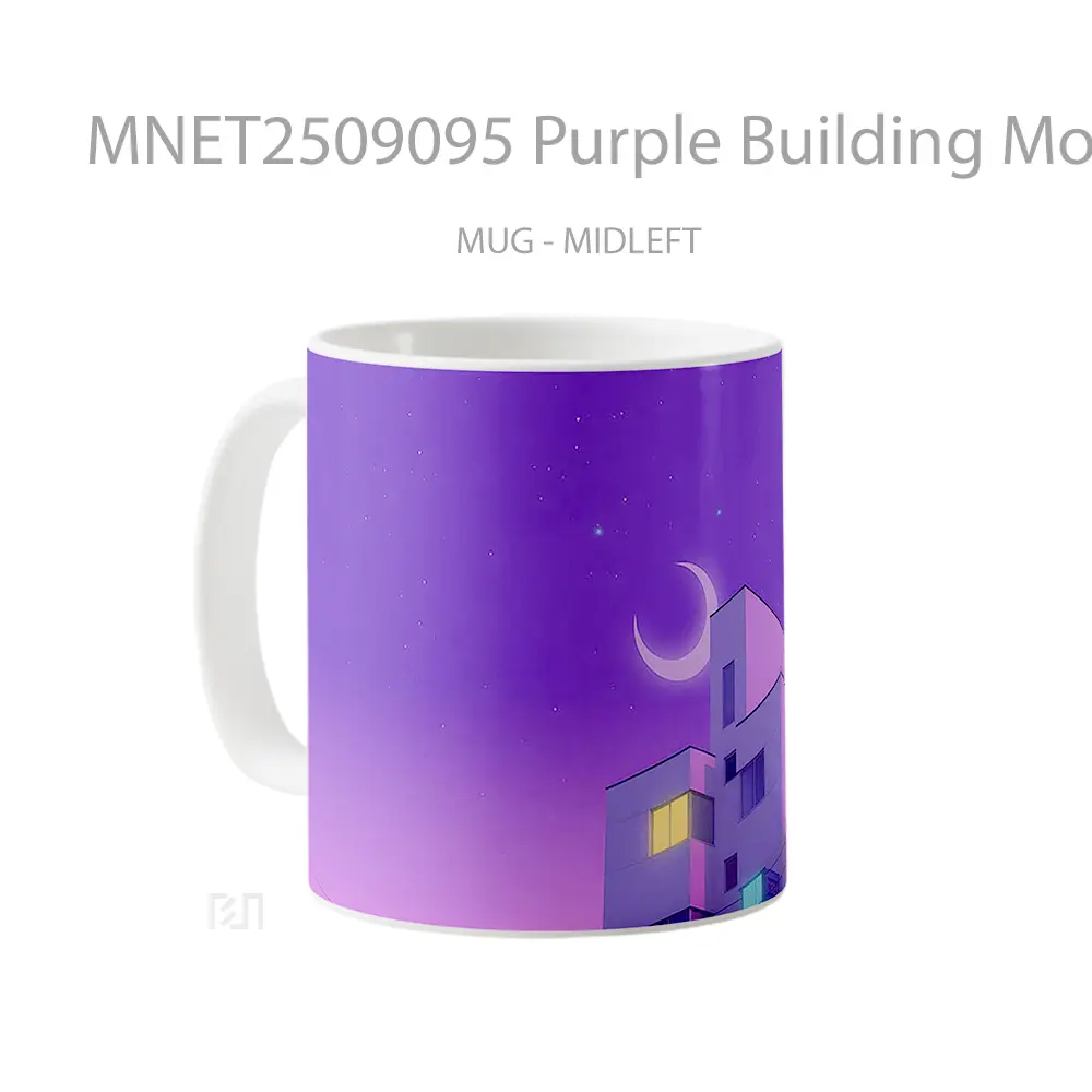 Purple Building Moonlight Aesthetic Mug MNET2509095 - All-side / Desain
