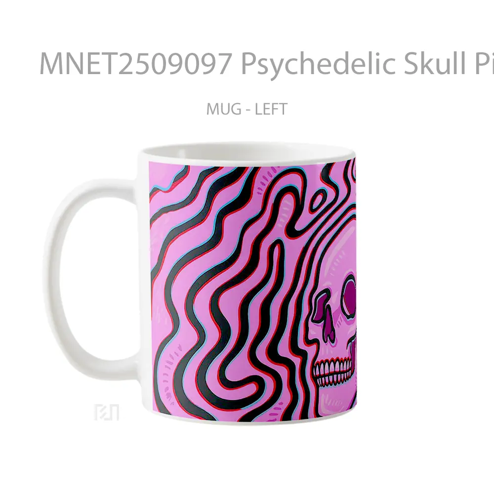 Psychedelic Skull Pink Trippy Art Mug MNET2509097 - All-side / Desain