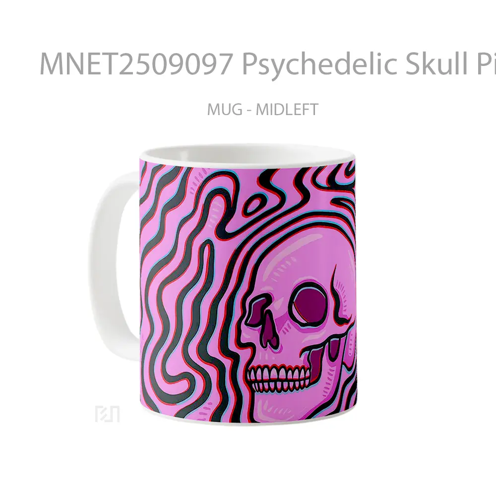 Psychedelic Skull Pink Trippy Art Mug MNET2509097 - All-side / Desain