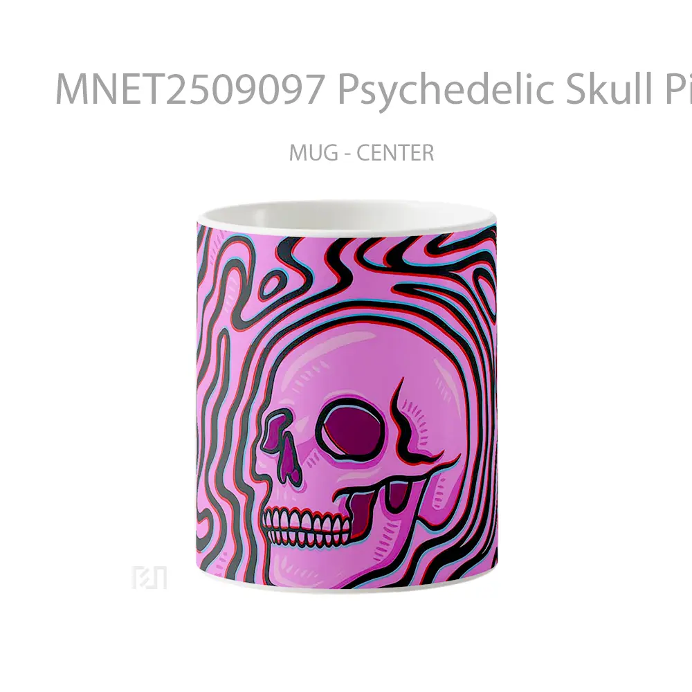 Psychedelic Skull Pink Trippy Art Mug MNET2509097 - All-side / Desain