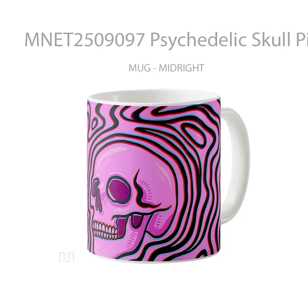 Psychedelic Skull Pink Trippy Art Mug MNET2509097 - All-side / Desain