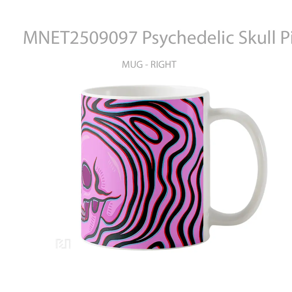 Psychedelic Skull Pink Trippy Art Mug MNET2509097