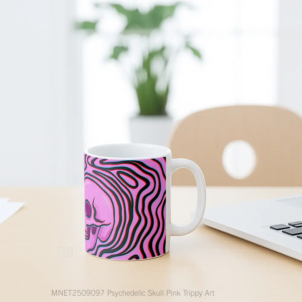 Psychedelic Skull Pink Trippy Art Mug MNET2509097 - All-side / Desain