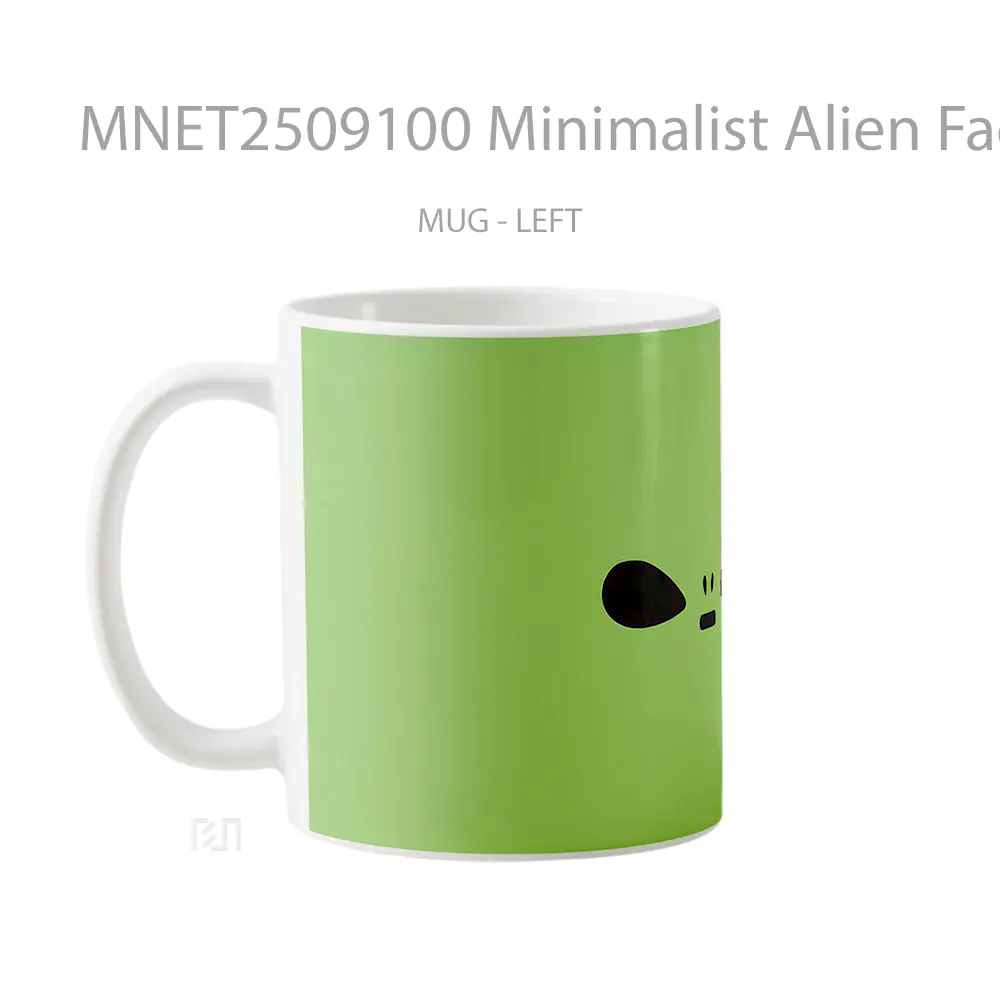 Minimalist Alien Face Green Mug MNET2509100 - All-side / Desain