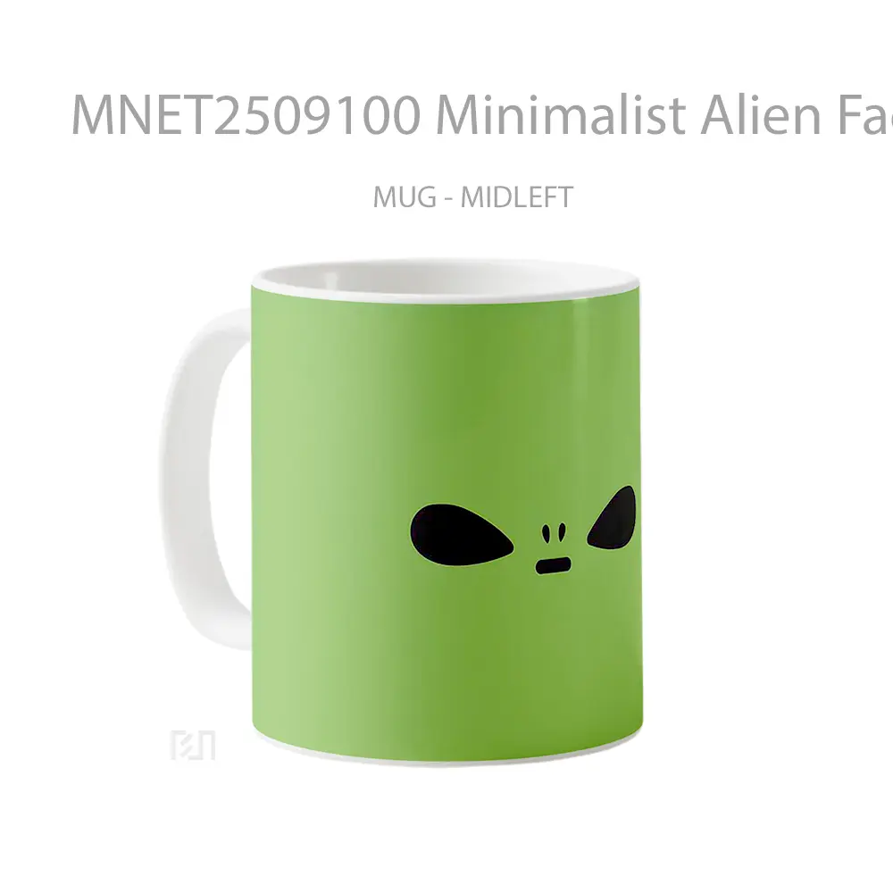 Minimalist Alien Face Green Mug MNET2509100 - All-side / Desain