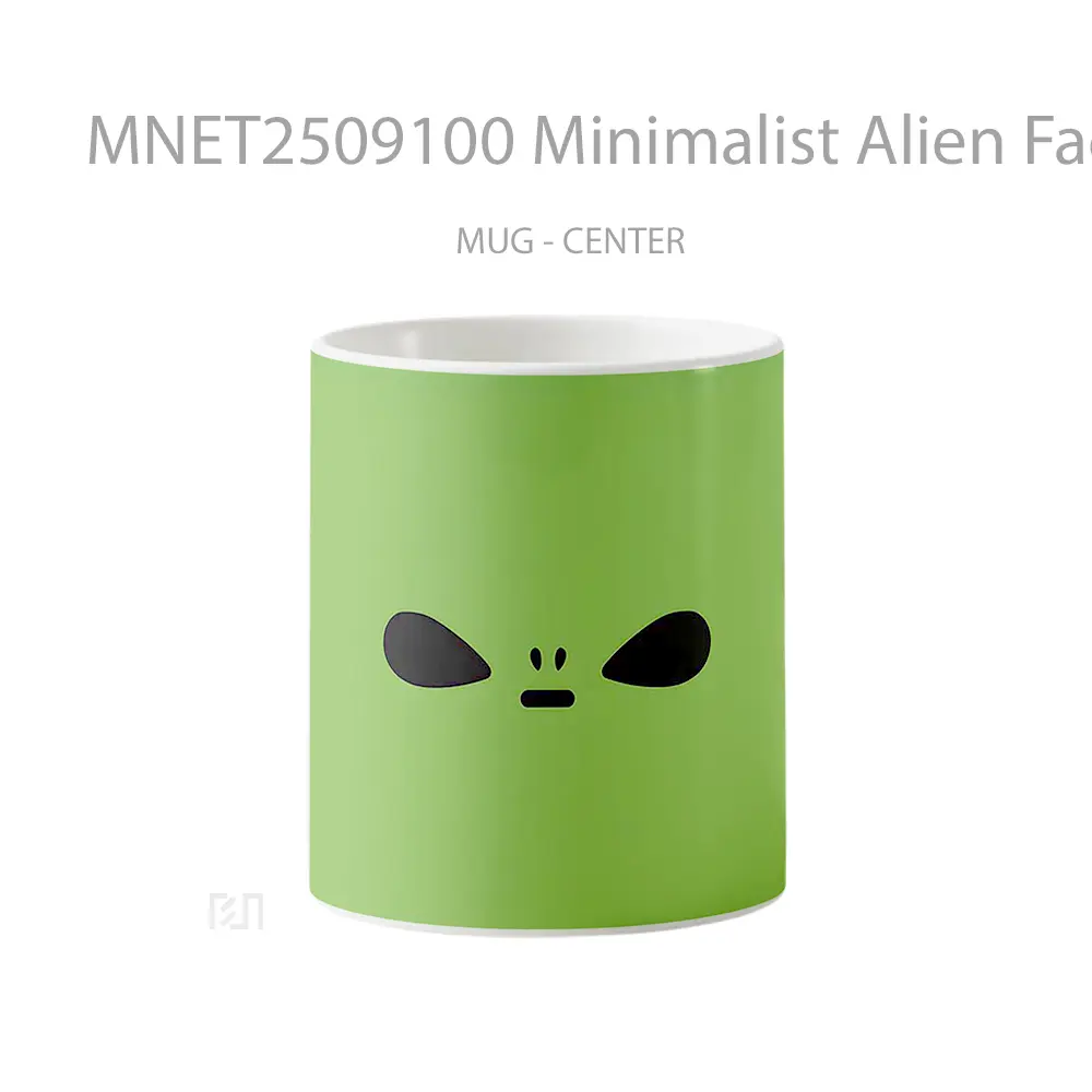 Minimalist Alien Face Green Mug MNET2509100 - All-side / Desain