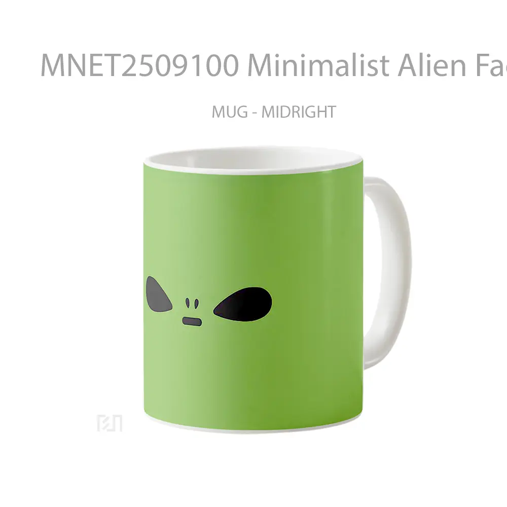 Minimalist Alien Face Green Mug MNET2509100 - All-side / Desain