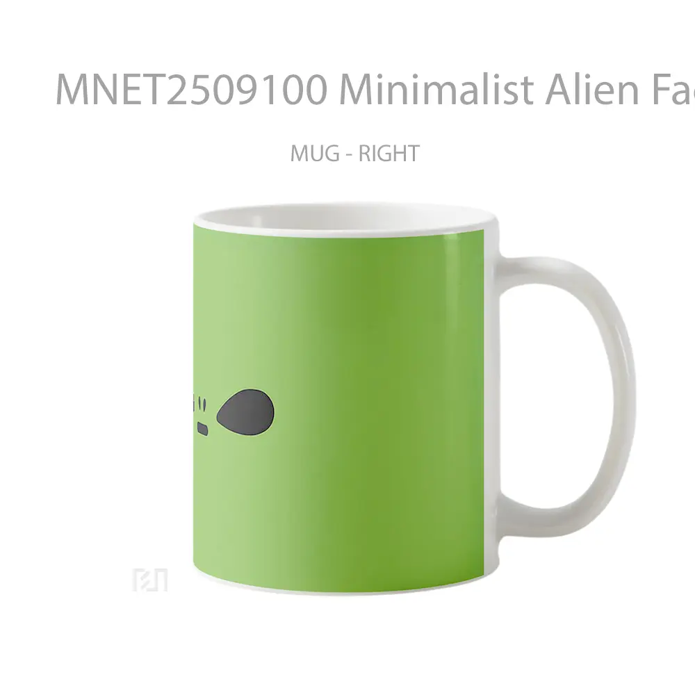 Minimalist Alien Face Green Mug MNET2509100