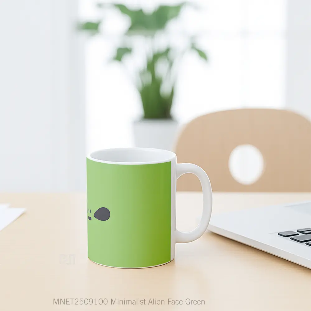 Minimalist Alien Face Green Mug MNET2509100 - All-side / Desain