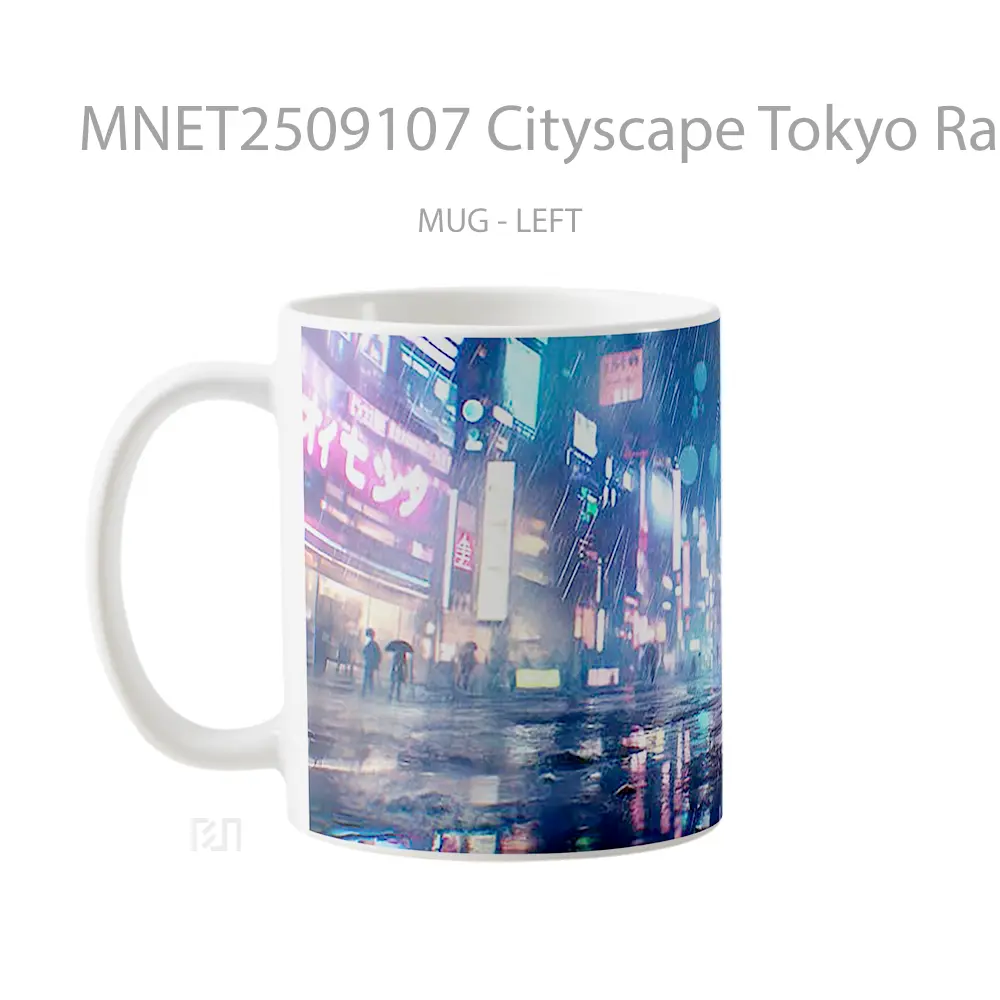 Cityscape Tokyo Rainy Neon Mug MNET2509107 - All-side / Desain