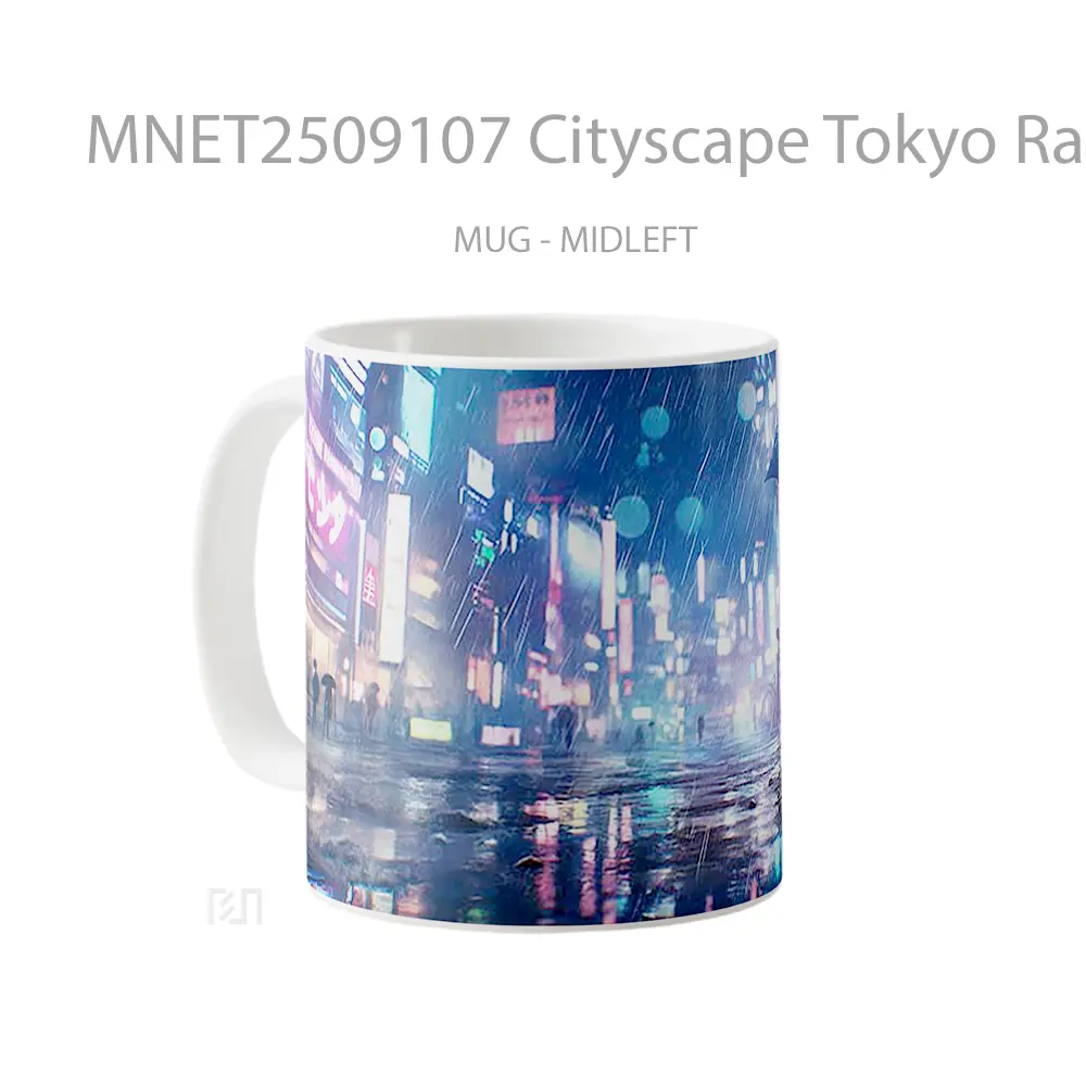 Cityscape Tokyo Rainy Neon Mug MNET2509107 - All-side / Desain