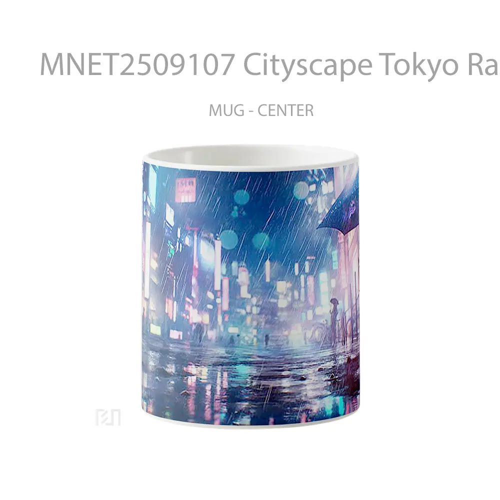 Cityscape Tokyo Rainy Neon Mug MNET2509107 - All-side / Desain