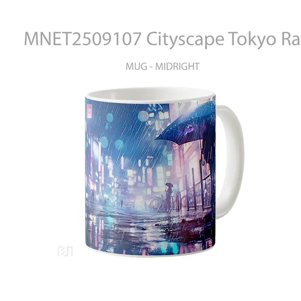 Cityscape Tokyo Rainy Neon Mug MNET2509107 - All-side / Desain