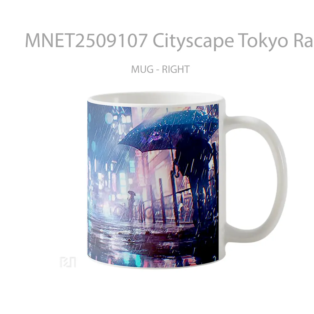Cityscape Tokyo Rainy Neon Mug MNET2509107