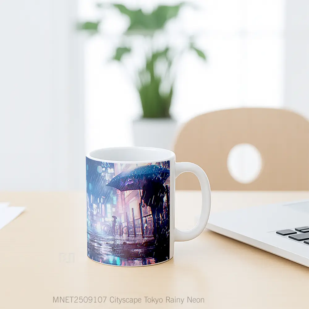 Cityscape Tokyo Rainy Neon Mug MNET2509107 - All-side / Desain